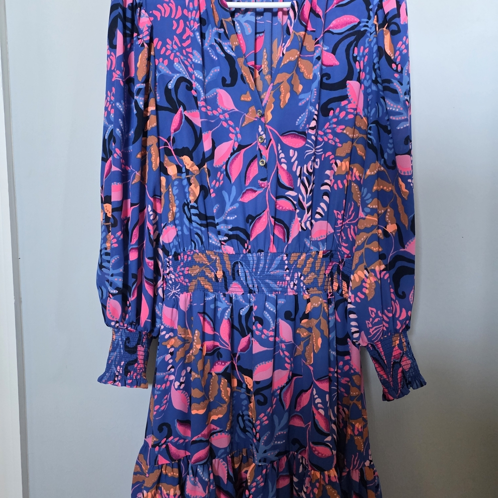 Lilly Pulitzer Blue and Pink Long Sleeve Dress